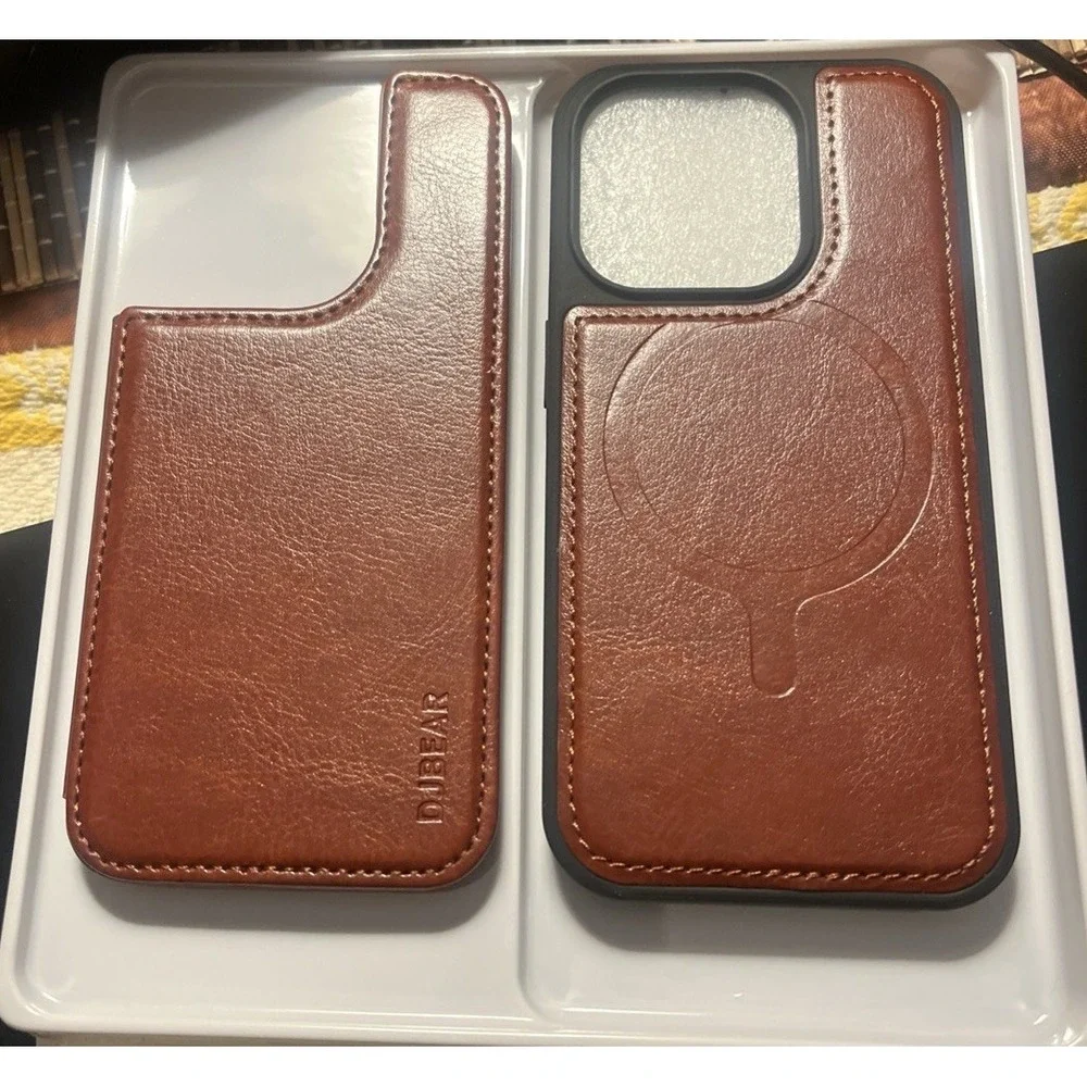 iPhone 15 Pro DjBear Case With Magnetic Card Holder (brown), [D]